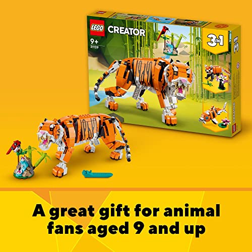 LEGO Creator 3 in 1 Majestic Tiger Building Set, Transforms from Tiger to Panda or Koi Fish Set, Animal Figures, Collectible Building Toy, Gifts for Kids, Boys & Girls 9 Plus Years Old, 31129 Q13512