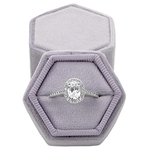 Lilac Velvet Hexagon Ring Box K90859