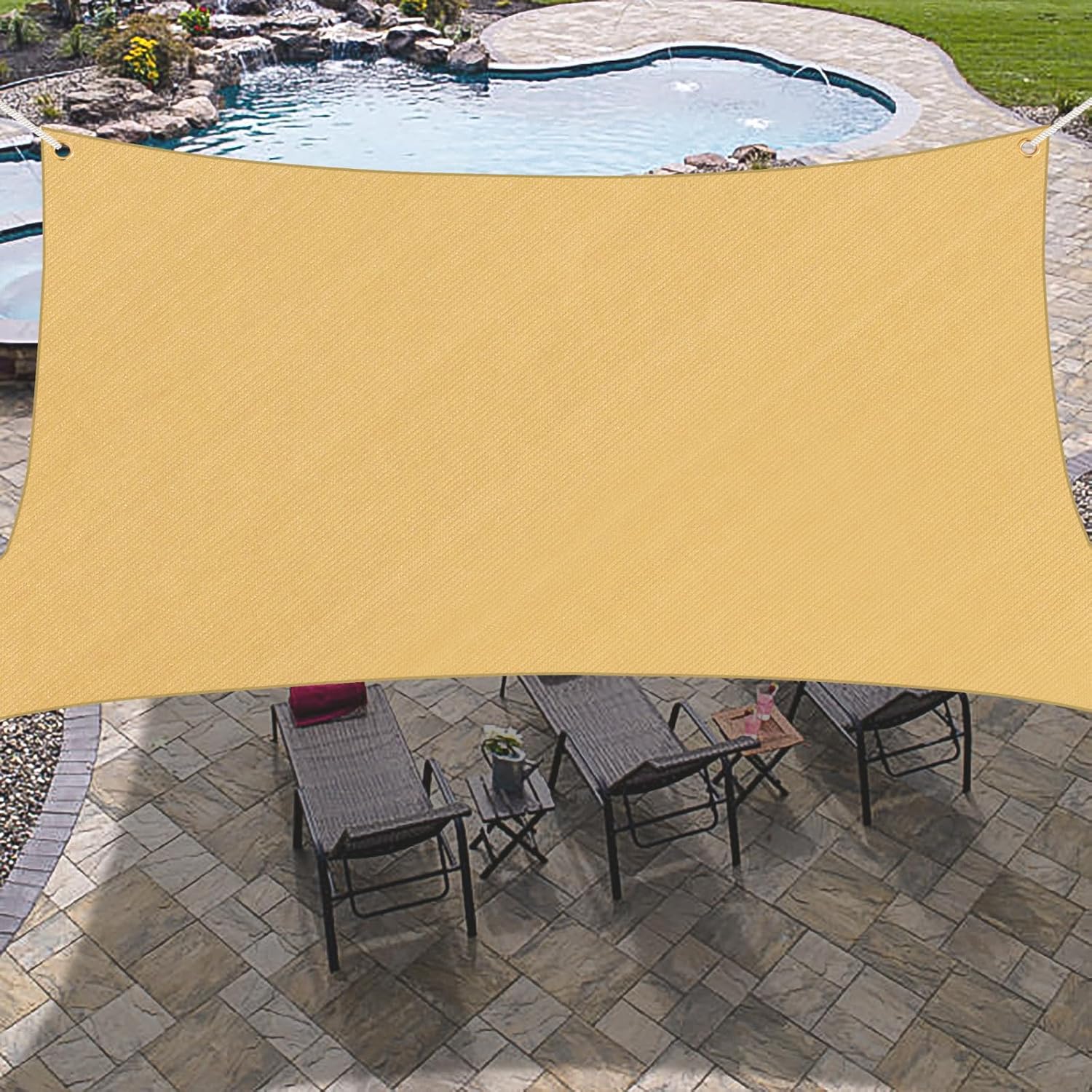 Rectangle Sun Shade Sails 5 x 8 ft Sand U3495