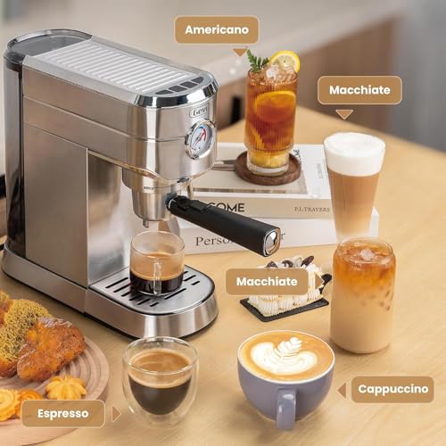 Compact Stainless Steel Espresso Machine with Steam Wand R11636