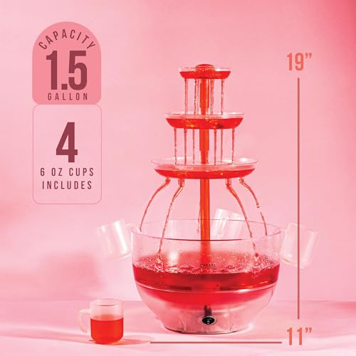 1.5 Gal 3 Tier LED Drink Fountain with 4 Reusable Cups Y8113