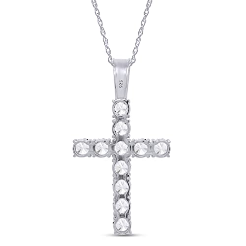 1/3 Round Cut Lab Created Moissanite Diamond Cross Tennis Pendant Necklace 14k Gold Over Sterling Silver Jewelry With 18" Chain Z76226
