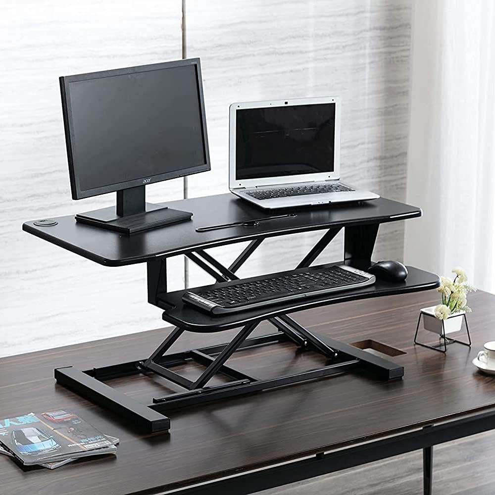 32 Inch Adjustable Height Standing Desk Converter Black I35173