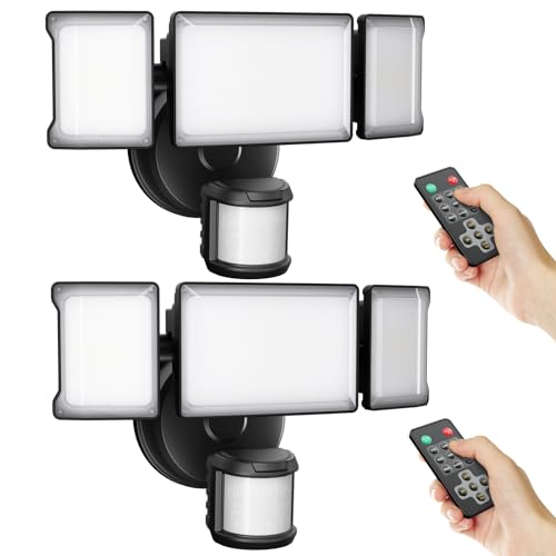 3 Heads 7500LM 6500K IP65 Motion Sensor Security Lights 2PCS O4498