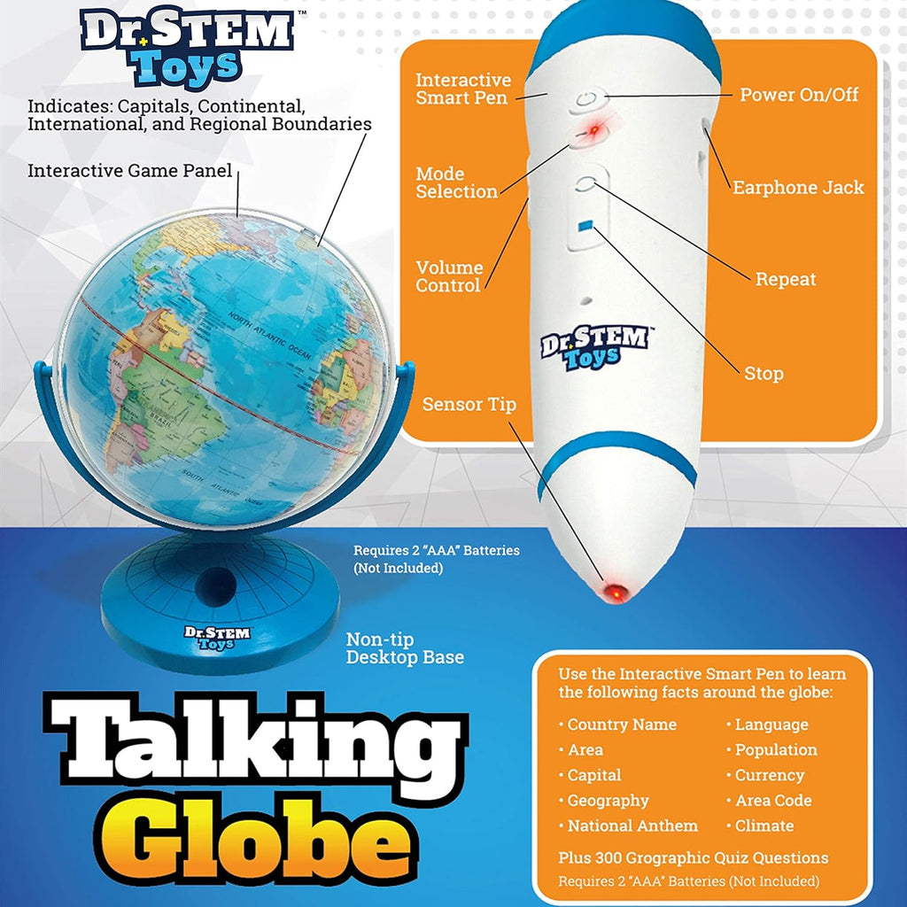 9 Inch Talking World Globe with Stylus Pen and Stand H286561