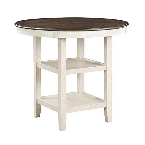 Brown/Antique White Round Dining Table Q4384