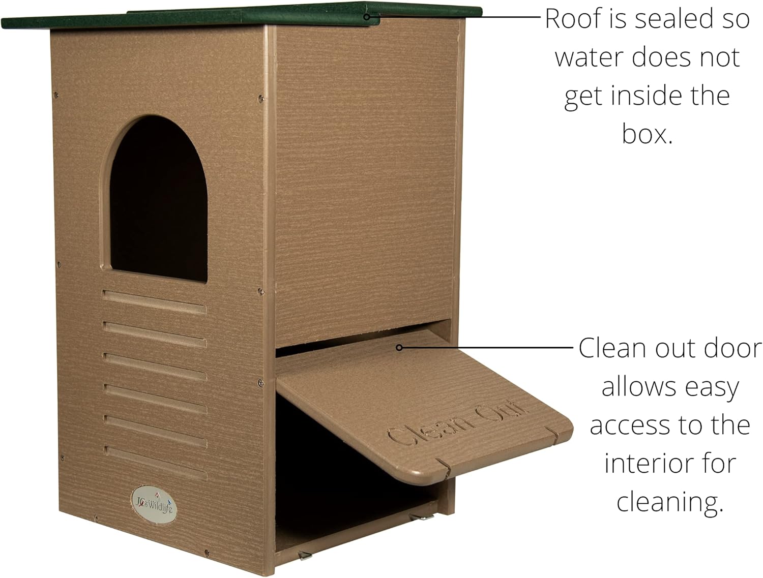 Recycled Poly Lumber Barred Owl Nesting Box with Mounting Hardware and Pine Shavings A7113