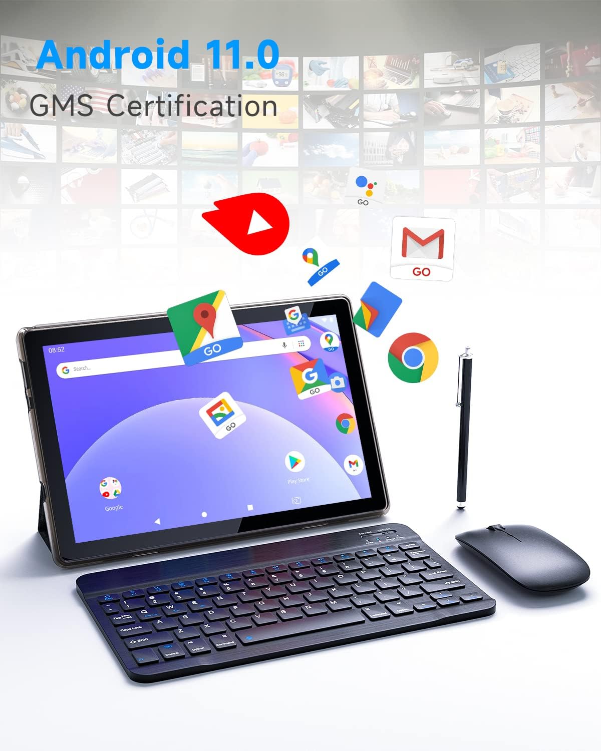 Black 10.1 Inch Android Tablet with Keyboard I16934