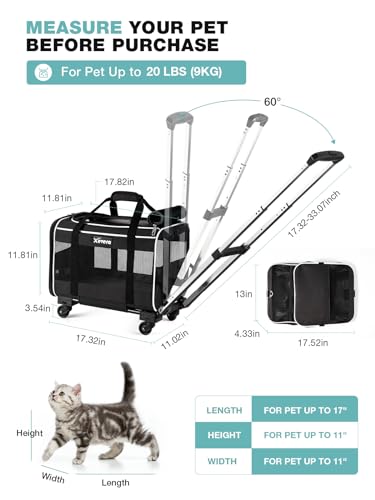 Black Rolling Pet Carrier with Wheels Z384