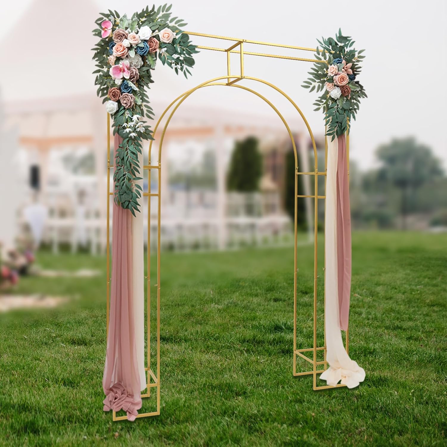 Gold Metal Arch Backdrop Stand, 7.87x5.91 FT F415