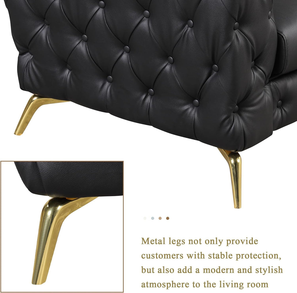 Black 3-Piece PU Upholstered Sofa Set with Metal Legs C316263