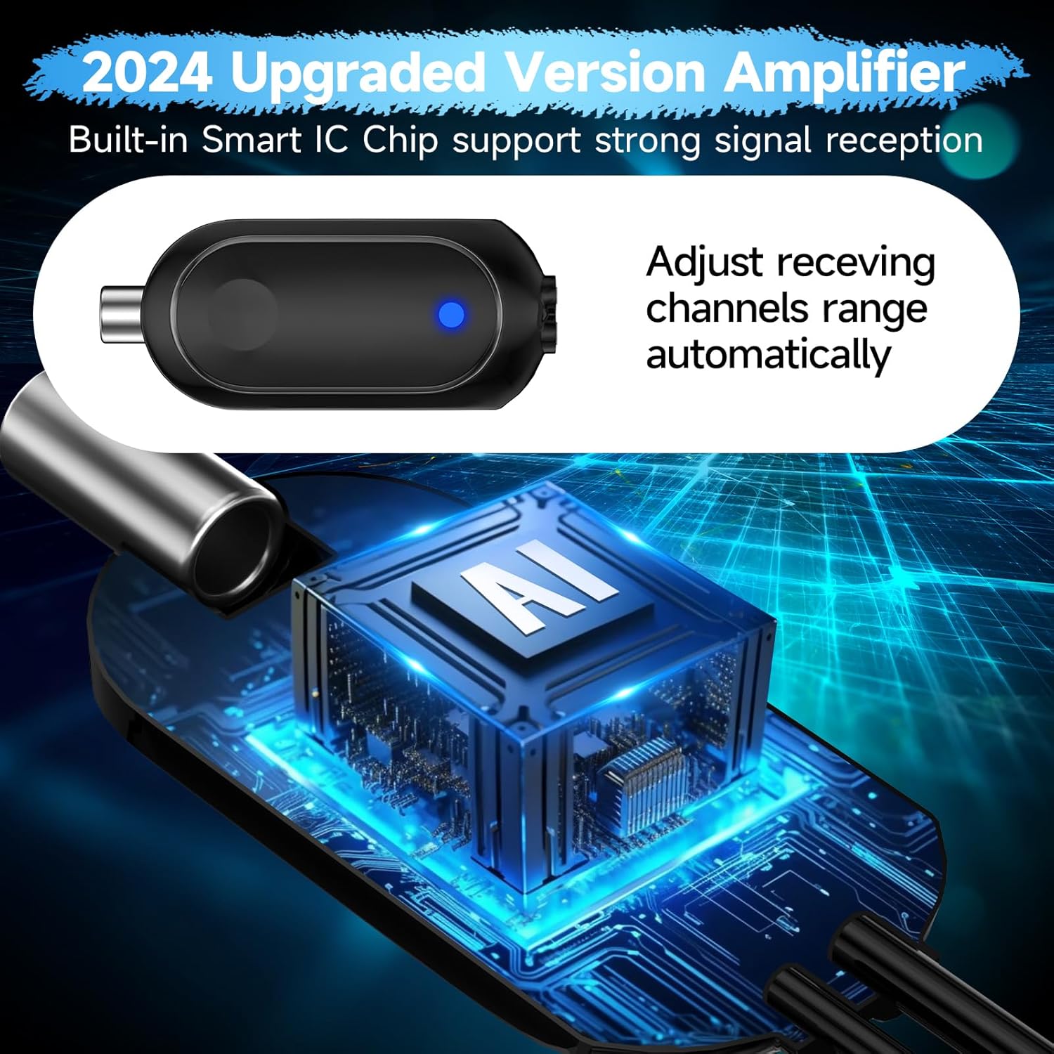 Digital TV Antenna with Amplifier Signal Booster and Coaxial Cable D23139