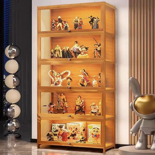 5 Tier Bamboo Display Cabinet with Acrylic Glass Door F5771