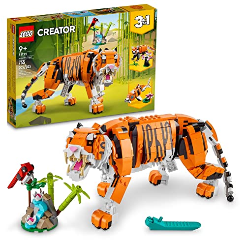 LEGO Creator 3 in 1 Majestic Tiger Building Set, Transforms from Tiger to Panda or Koi Fish Set, Animal Figures, Collectible Building Toy, Gifts for Kids, Boys & Girls 9 Plus Years Old, 31129 Q13512