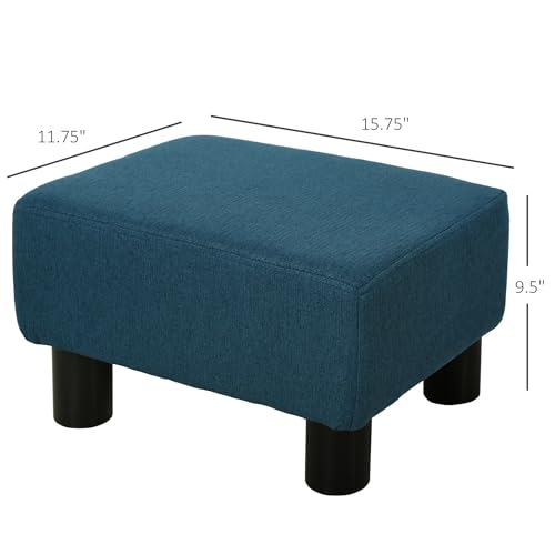 Green Linen Fabric Cube Ottoman with Plastic Legs G9507