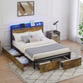 Queen Size Platform Bed Frame with Storage Headboard and 6 Drawers N273