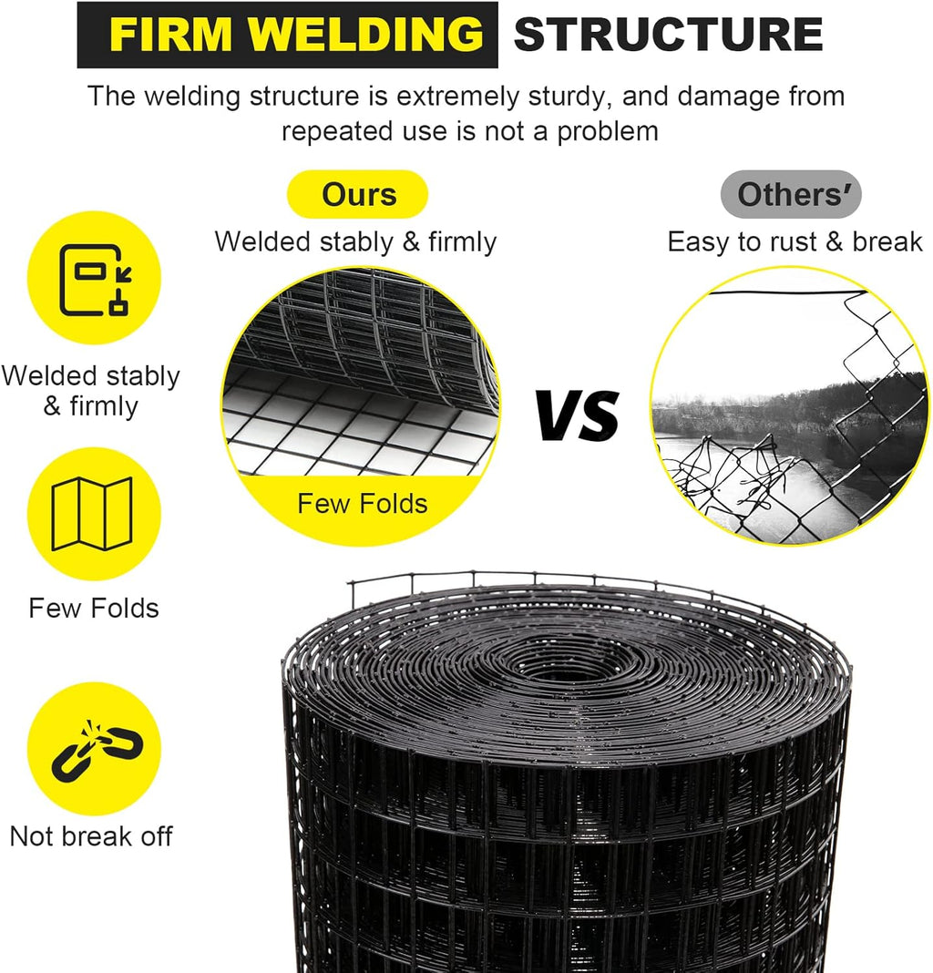 24'' x 100' 1/2inch 16 Gauge Black Vinyl Coated Welded Fence Mesh G280095