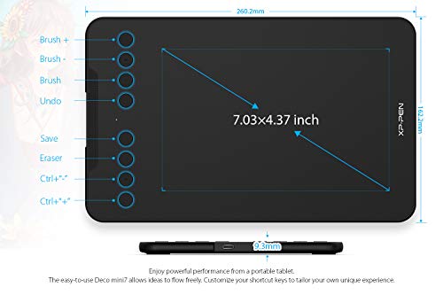 Drawing Tablet 7 x 4 inch with 8192 Levels Pressure 8 Shortcut Keys O847481