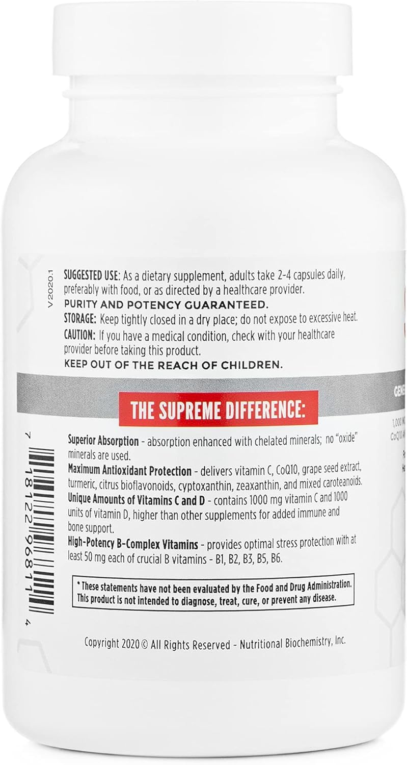 120ct Daily Multivitamin with Vitamin A, C, D, E, K, B6, B12 Multi Mineral Veggie Capsules G58364