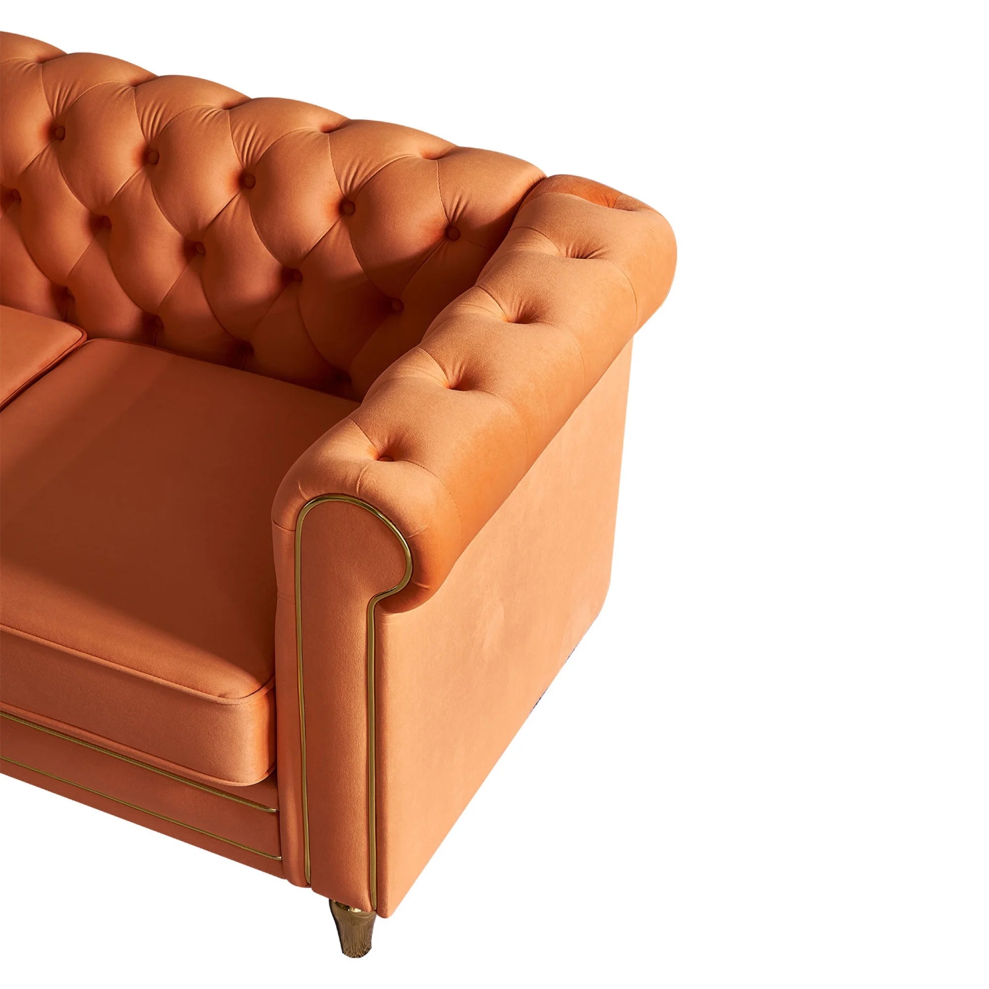 Orange Velvet Sofa 84.65 inch I784