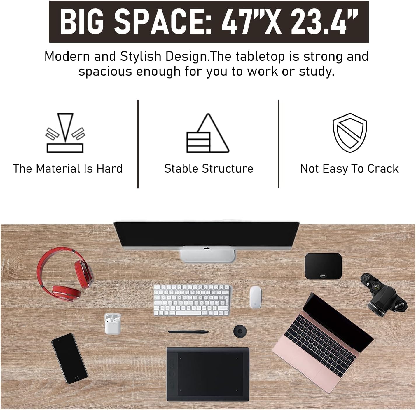 Black Wood and Metal Computer Desk B180959