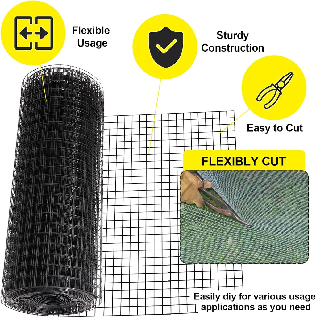 24'' x 100' 1/2inch 16 Gauge Black Vinyl Coated Welded Fence Mesh G280095