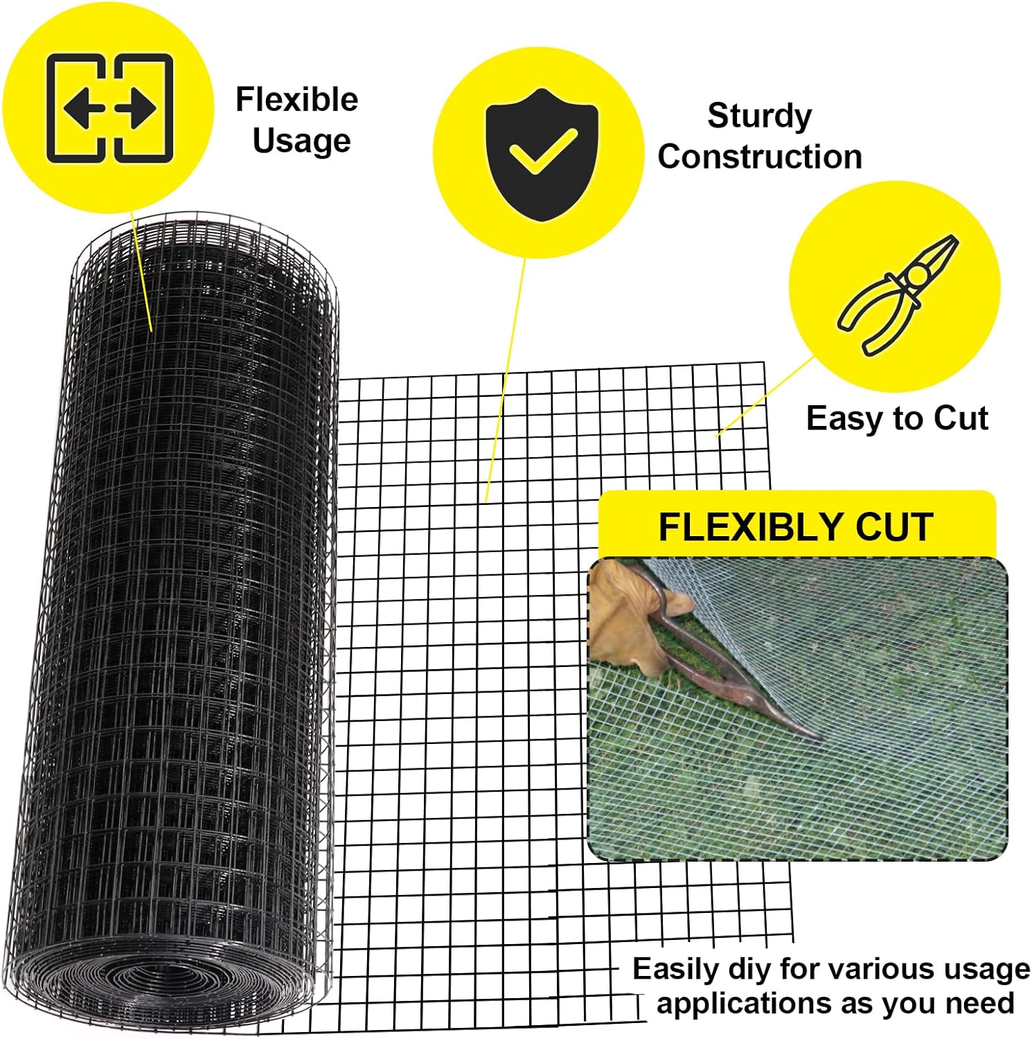 24'' x 100' 1/2inch 16 Gauge Black Vinyl Coated Welded Fence Mesh G280095