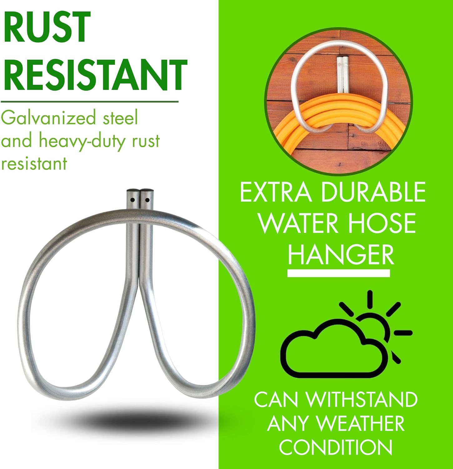 Garden Hose Holder Wall Mounted Rust Proof Galvanized Heavy Duty W904