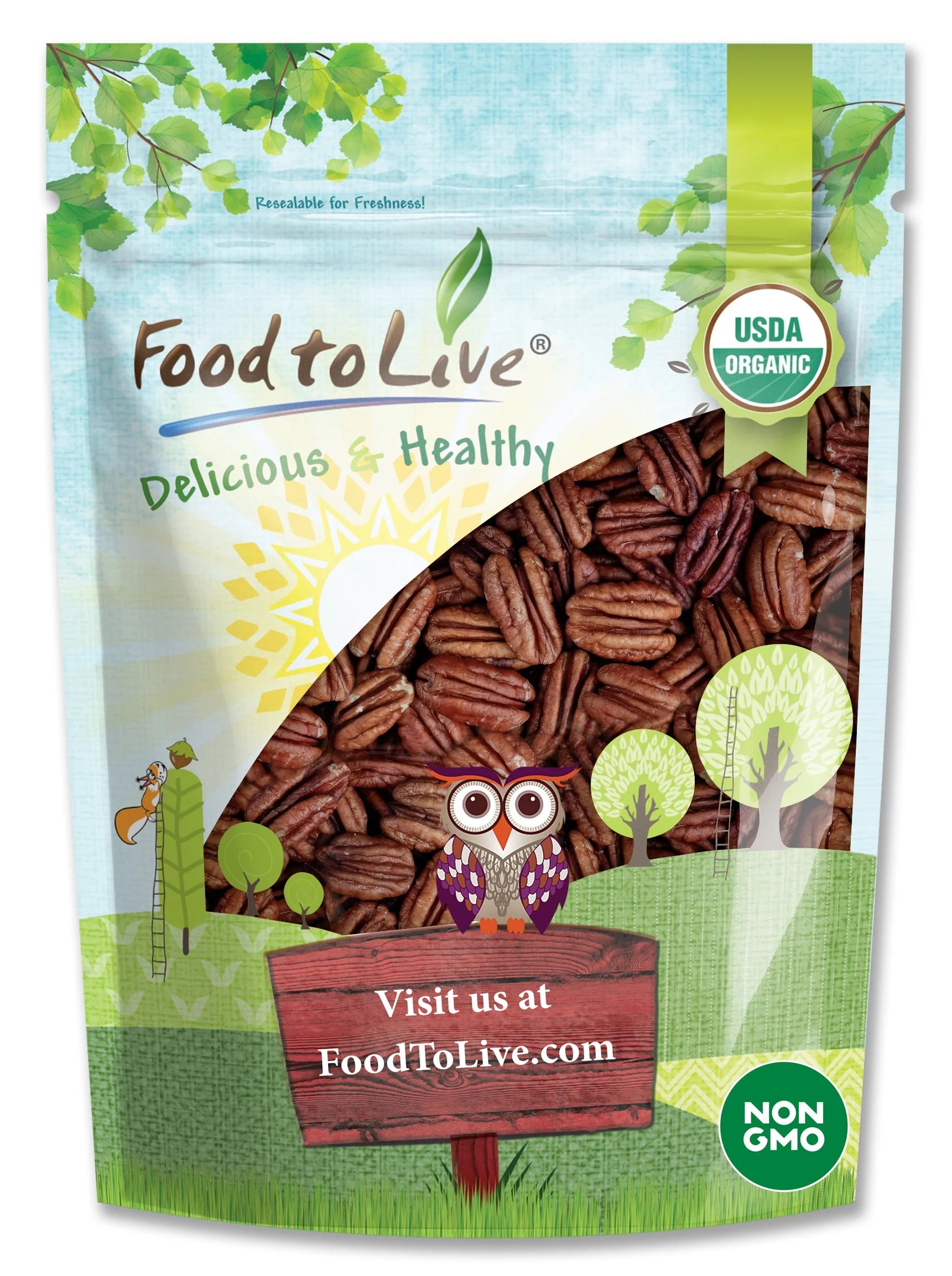 Organic Roasted Pecan Halves with Himalayan Salt, 1 Pound C79005