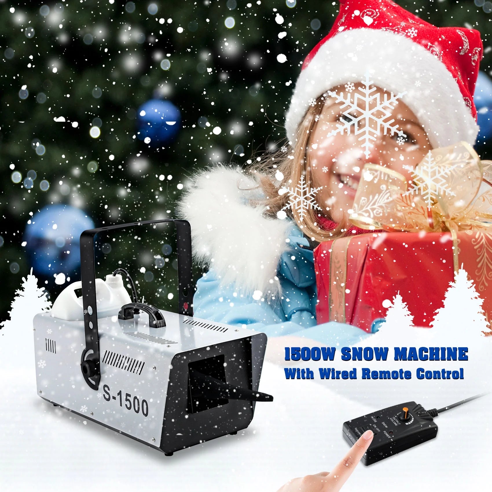 1500W Snow Machine Snowflake Maker with Wireless Remote L122