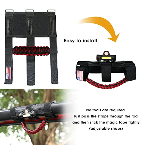 Black 2 Pack Roll Bar Grab Handles with Light for Jeep Wrangler T295944