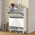 White Slim Shoe Storage Cabinet with Drawer U2946