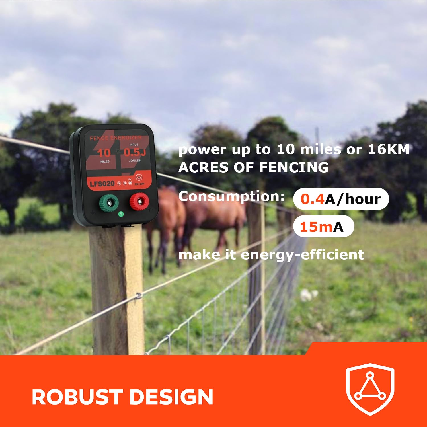 12V 0.3J 10 Miles Waterproof Electric Fence Charger Q265
