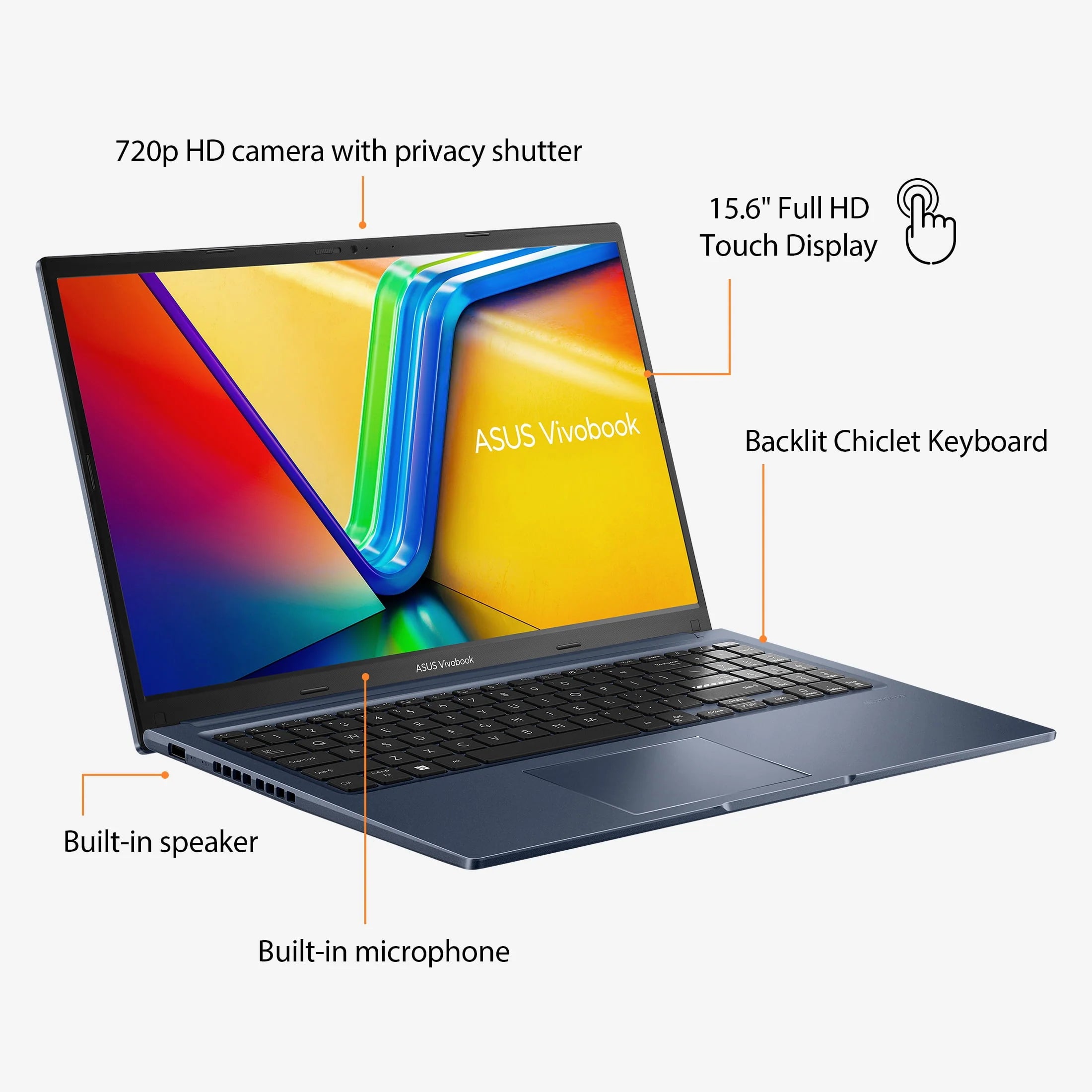 15.6" Touch Intel Core i7-1255U 16GB RAM 512GB SSD Quiet Blue Windows 11 Home Laptop S36393