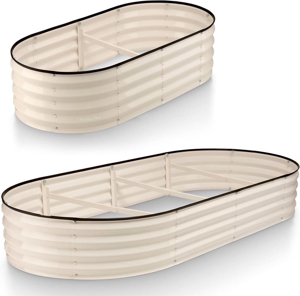 Galvanized Raised Garden Beds Outdoor Planter Metal Garden Box White R533582