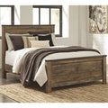 Brown Queen Wood Panel Bed L666