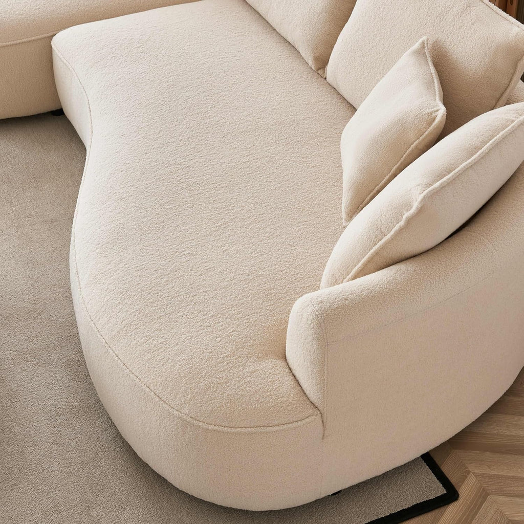 Beige Boucle Fabric Curved Modular Sectional Sofa R869156