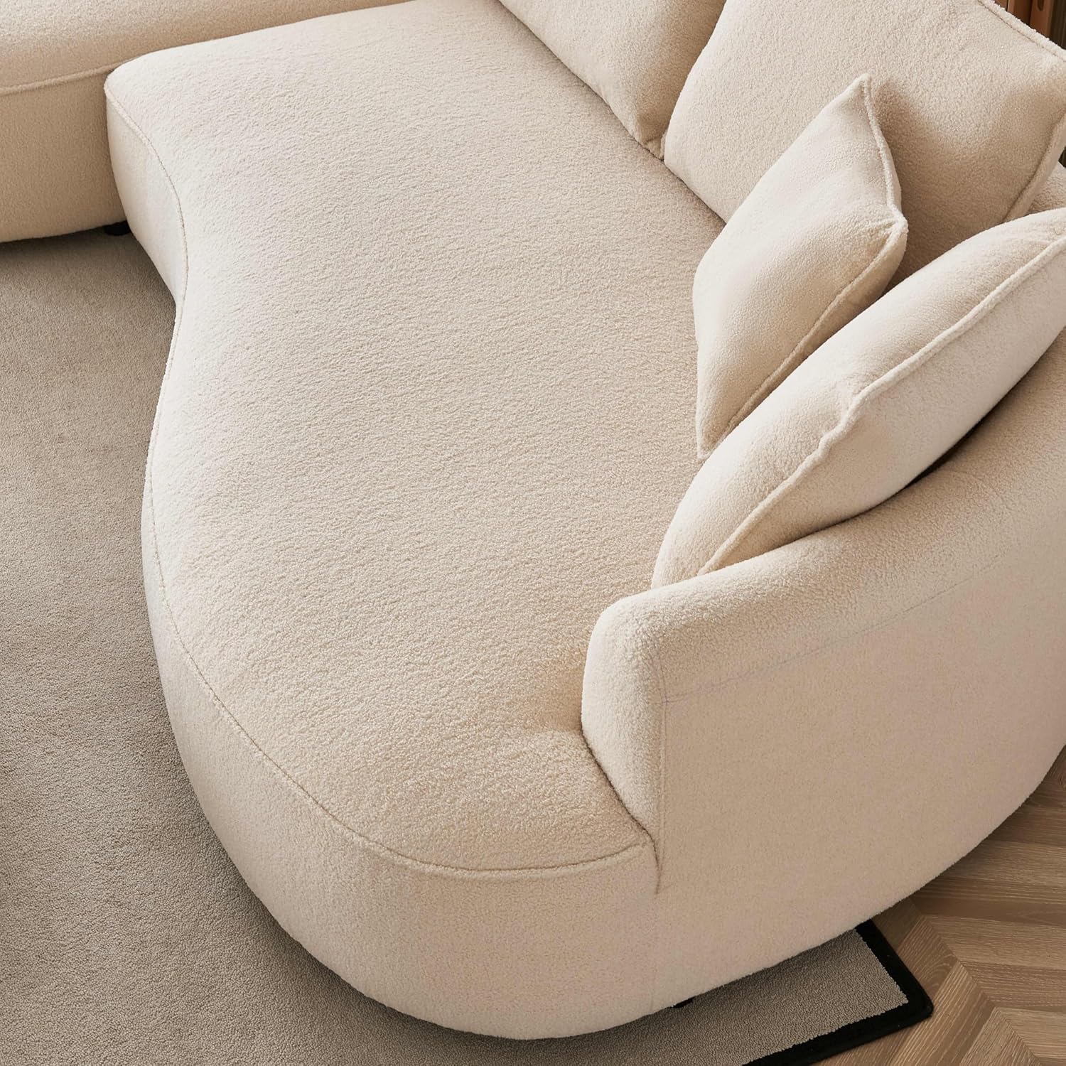 Beige Boucle Fabric Curved Modular Sectional Sofa R869156
