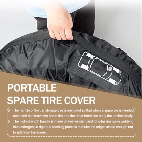 Black 41.33" x 18.11" Car Spare Tire Cover U4748