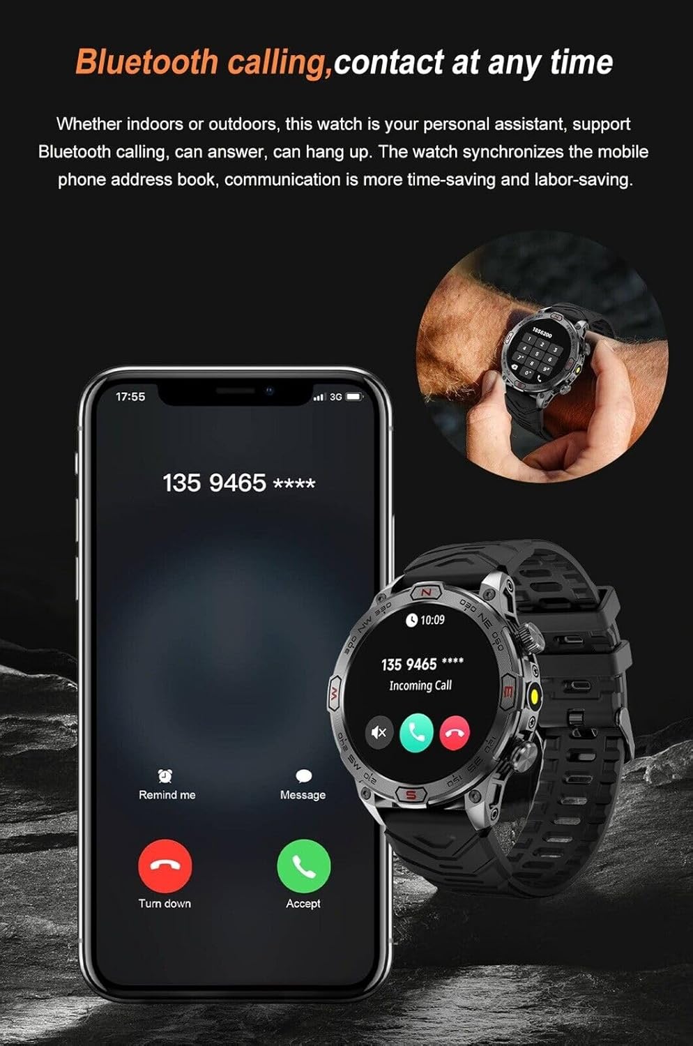 1.43" AMOLED Display Smart Watch with Compass T76576