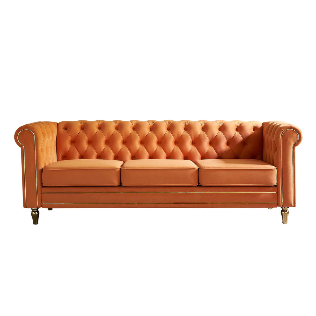 Orange Velvet Sofa 84.65 inch I784