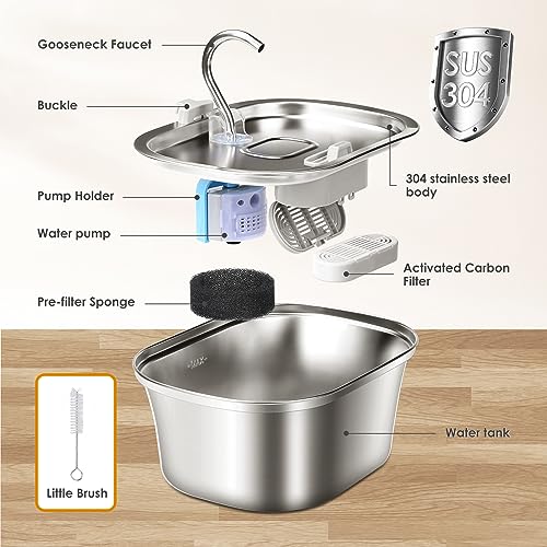 3.2L Stainless Steel Cat Water Fountain H2527