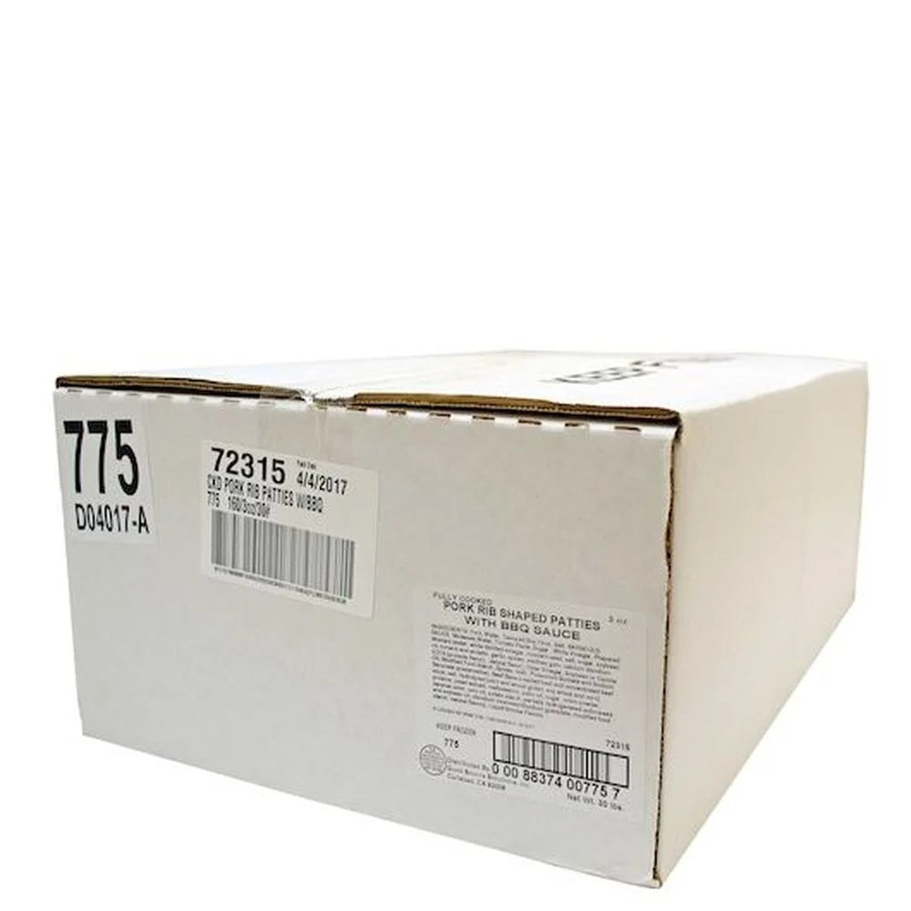 Fully Cooked Pork Rib Shaped Patties with BBQ Sauce, 3 Ounce -- 160 per case H717