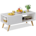 Wood Aesthetic Coffee Table with Storage, 39.4 * 19.7 * 18.5 in (Rust Brown) U578