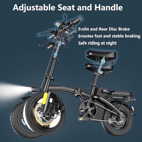 14" Mini Folding Electric Bike with 48V12AH Removable Battery O199676