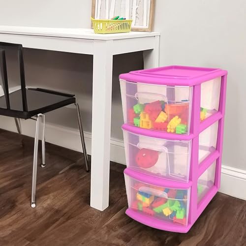 3-Tier Clear Plastic Storage Organizer Cart with Wheels F109558
