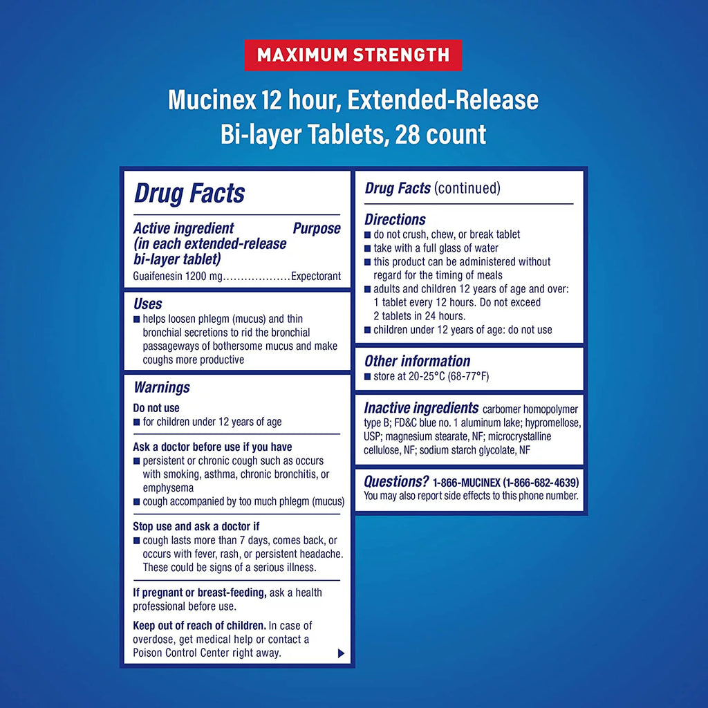 28 count Maximum Strength 12 hour Chest Congestion Expectorant Extended-Release Tablets Z415