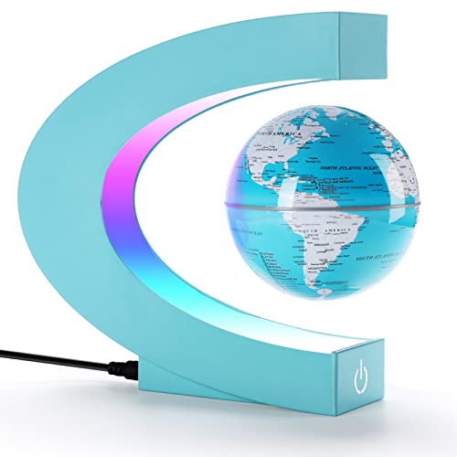 Sky Blue Magnetic Levitation Floating Globe with LED Lights D2638