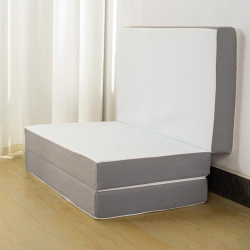 White 3-Inch Tri Folding Gel Memory Foam Mattress V810