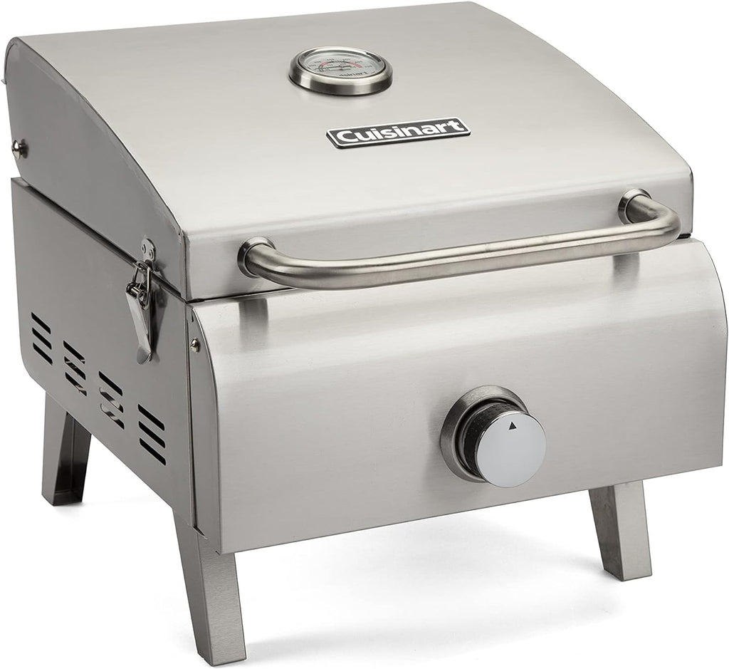Portable Propane Tabletop Gas Grill, Two-Burner, Stainless Steel M897664